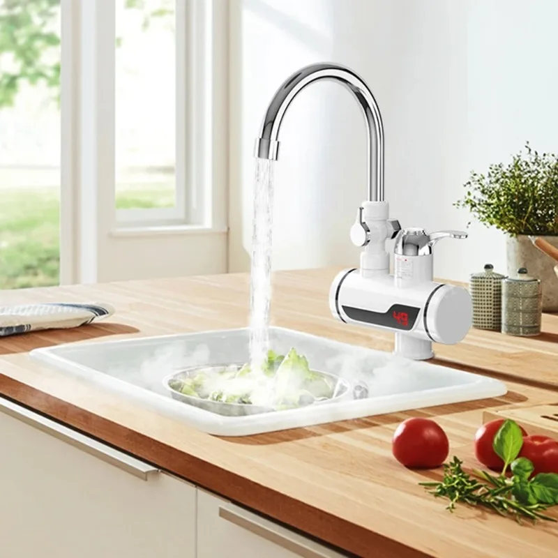 3000W Electric Kitchen Water Heater Tap Instant Hot Water Faucet Heater Cold Heating Faucet Tankless Instantaneous Water Heater