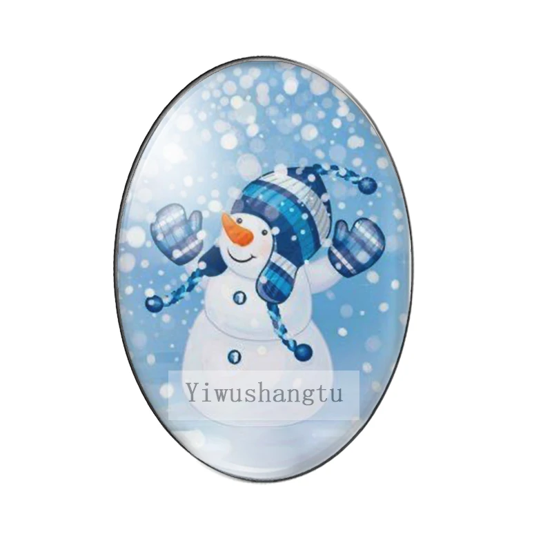 Cute Snowman Merry Christmas Art paintings 13x18mm/18x25mm/30x40mm Oval photo glass cabochon demo flat back Making findings