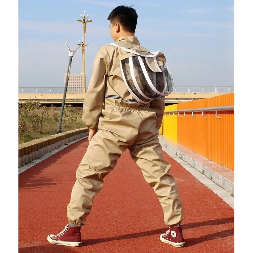 Beekeeping Suit Khaki Beekeeper Clothing Equipment Honeybee Overalls Accessories Apiculture Costume Tools Garden Supplies view 2