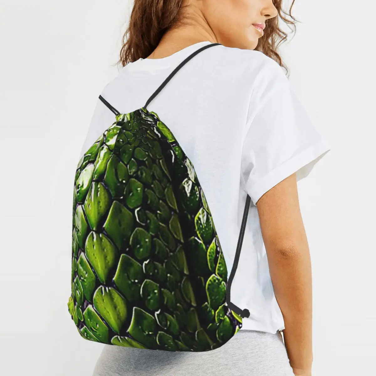 Snake Skin Green Snake Serpent Animal Print Viper Fashion Backpacks Fashion Drawstring Bundle Book Bags for Travel School