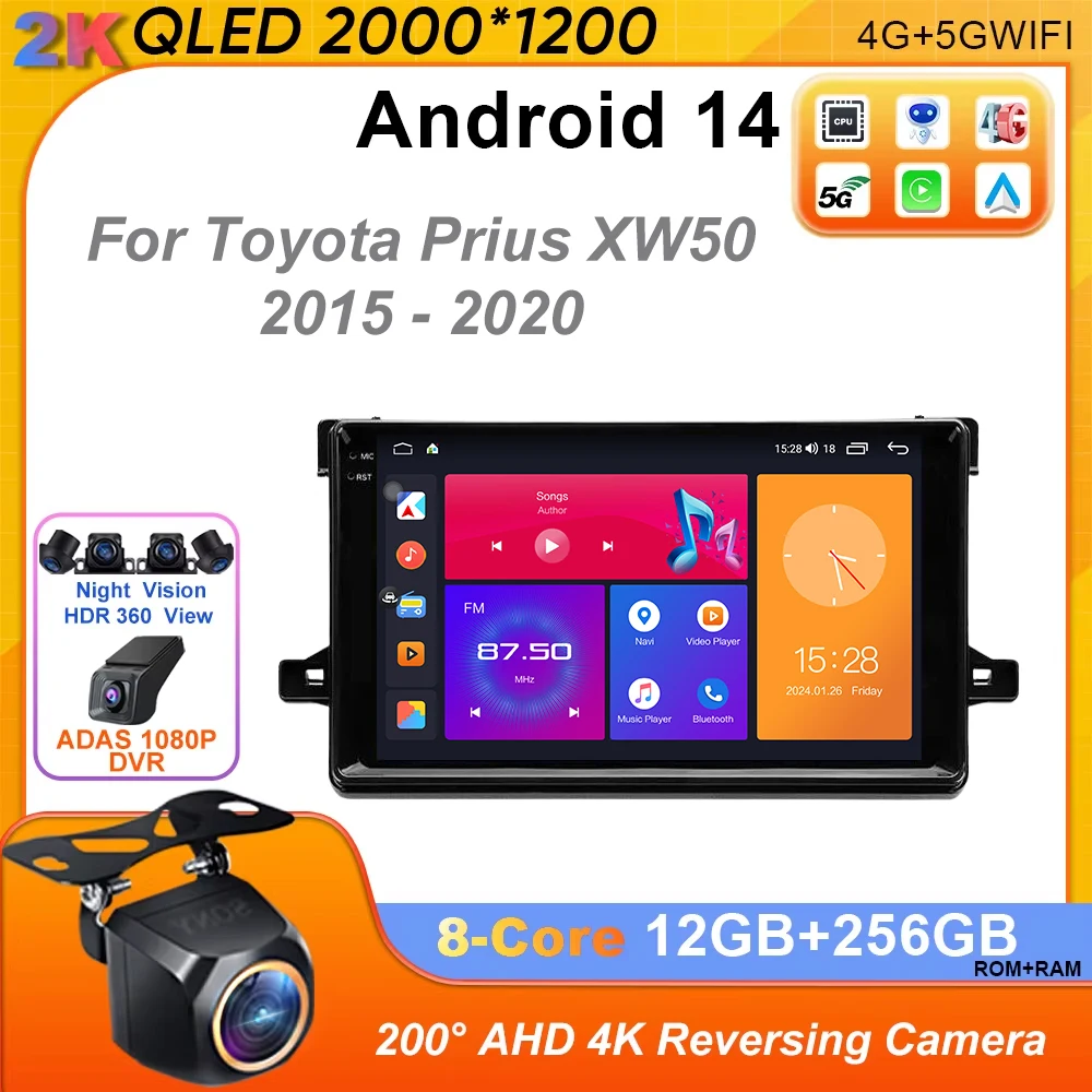 

Android 14 Car Radio GPS Navi For Toyota Prius XW50 2015 - 2020 DSP Stereo Car Video Player 4G QLED Carplay Autoradio Gps 2din