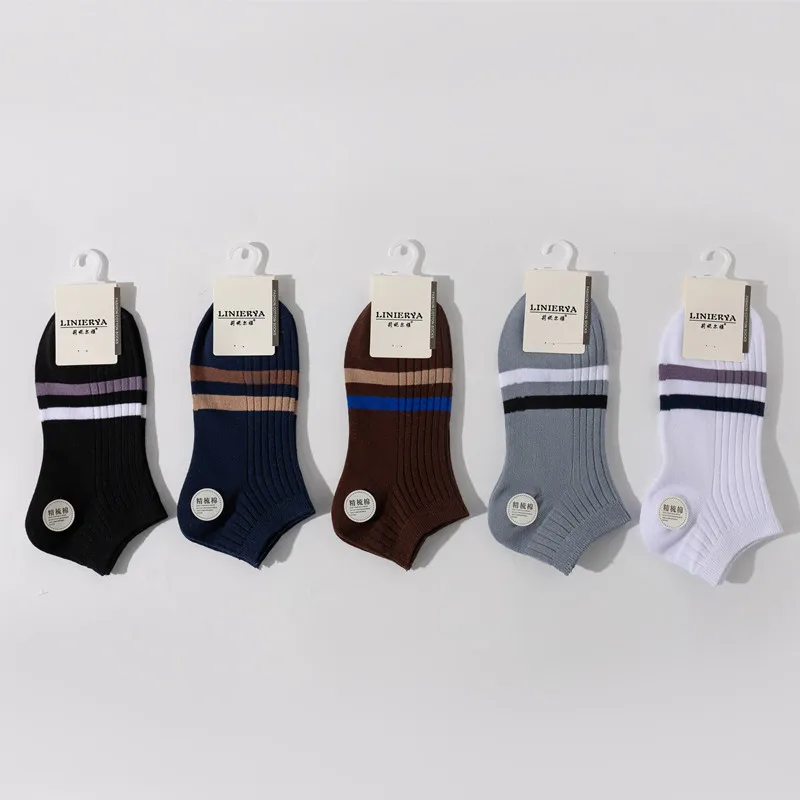 5 Pairs Men's Ankle Socks Set Summer Thin Sports Socks Simple Versatile Ankle Socks Wholesale Breath Sweat Absorbing Odor Proof