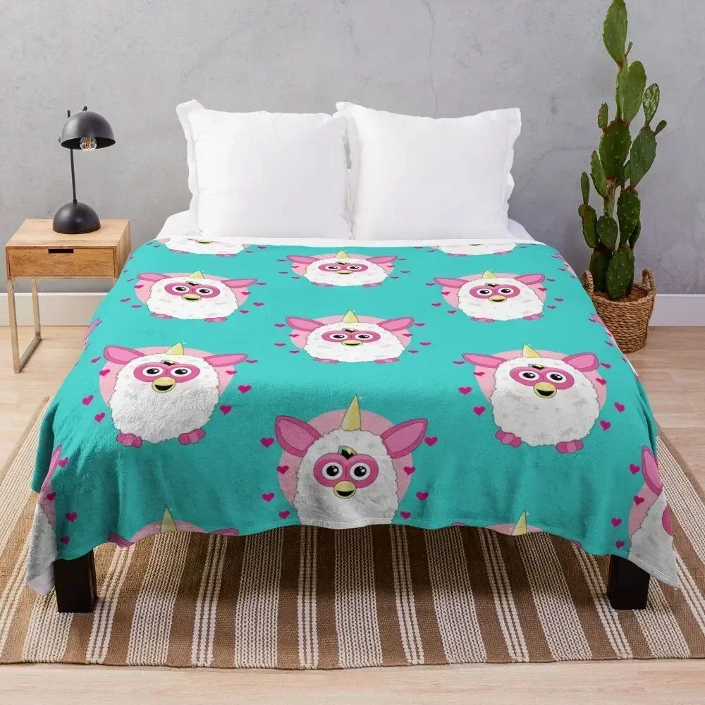 

90s Furby Unicorn Throw Blanket Blankets For Sofas Retros Personalized Gift Blankets Moving Decorative Throw Blankets