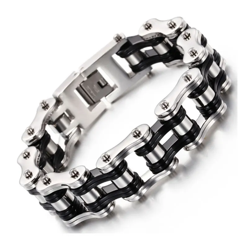 

Vintage Men's Chain Bracelets Bangles Black Biker Bicycle Motorcycle Chain Link Bracelets for Men Stainless Steel Punk Jewelry