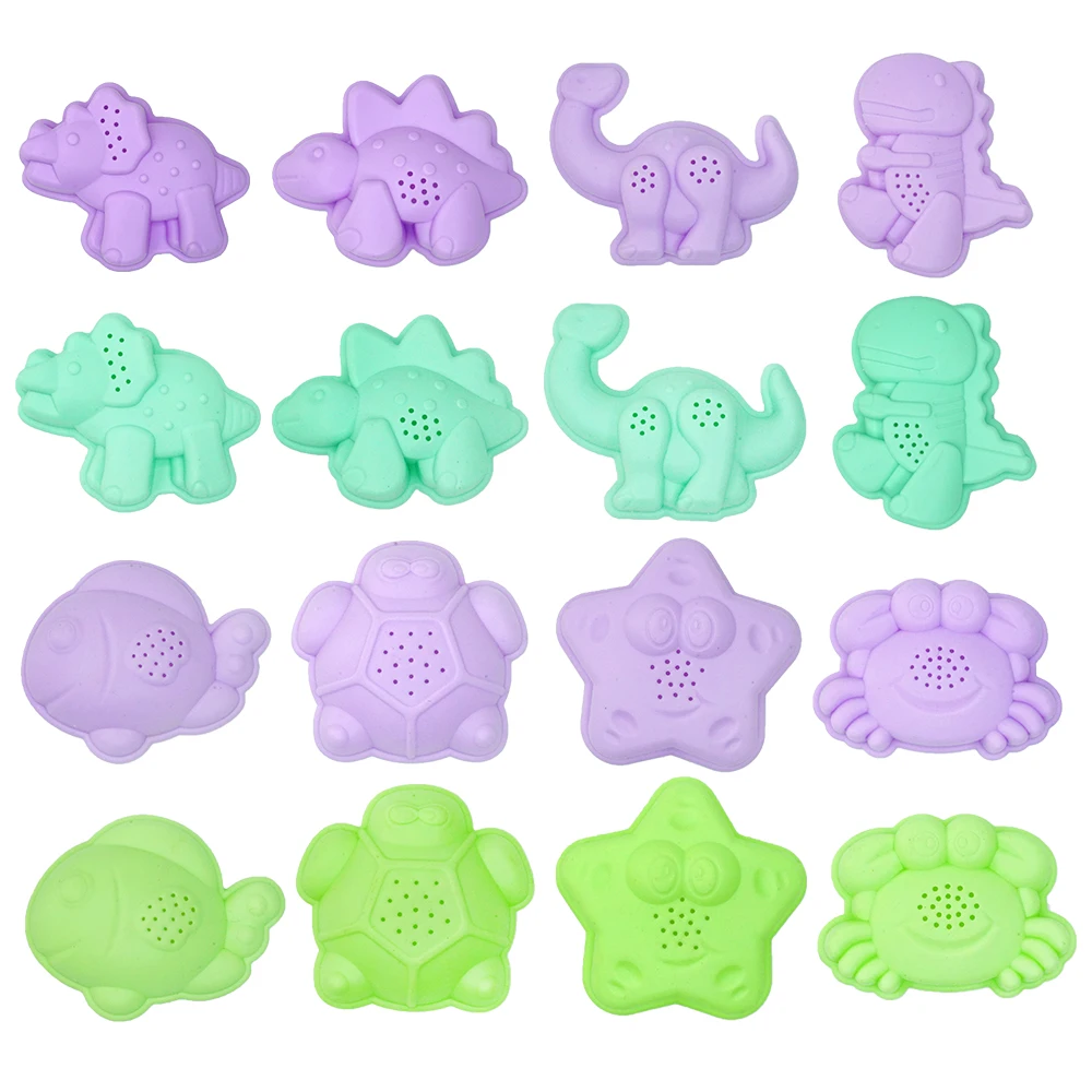 6PCS Beach Sensory Bucket Toy Cartoon Dinosaur Sand Plage Set Ocean Animal For Parent-Children Interactive Beach Water Play Toys