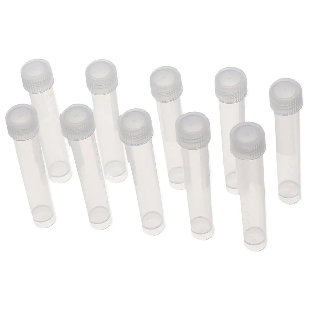 10pcs Container Plastic Test Tube 10ml with Seal Cap Science Tubes 90mm*15mm Burette School Educational