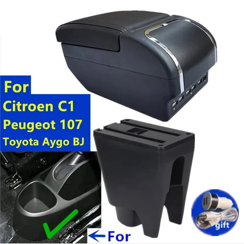 For Citroen C1 Armrest Box For Peugeot 107 Toyota Aygo BJ Armrest Car Accessories Store box Interior detail Simple installation