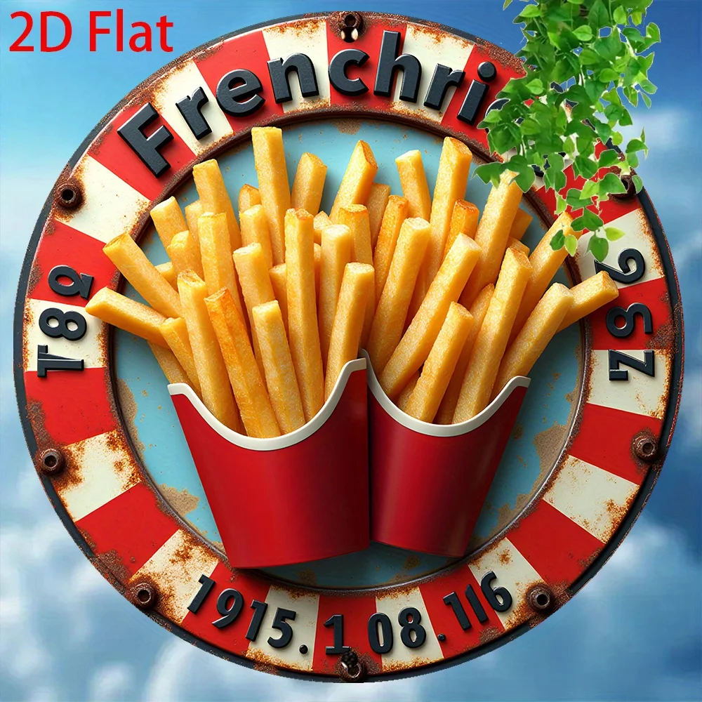 2D flaches, 1-teiliges Vintage-Wandschild aus rundem Metall – Retro-Aluminiumschild, geeignet für Garten, Bar, Café, Garagendekoration – 20 x 20 cm große Wanddekoration