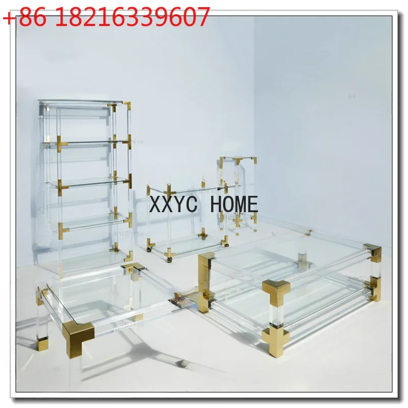 Light Luxury Dining Car Acrylic Dining Car Transparent Design Organic Glass Trolley with Brake