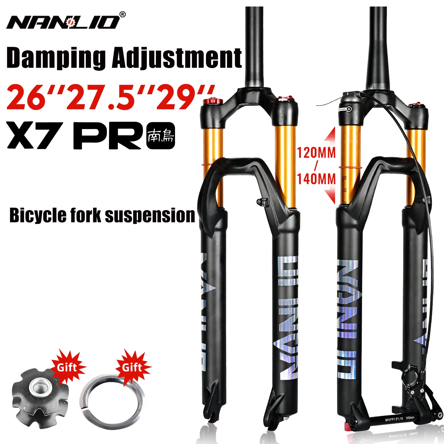 NanLio X7 PRO Mountain Bike Fork 120mm Air Suspension