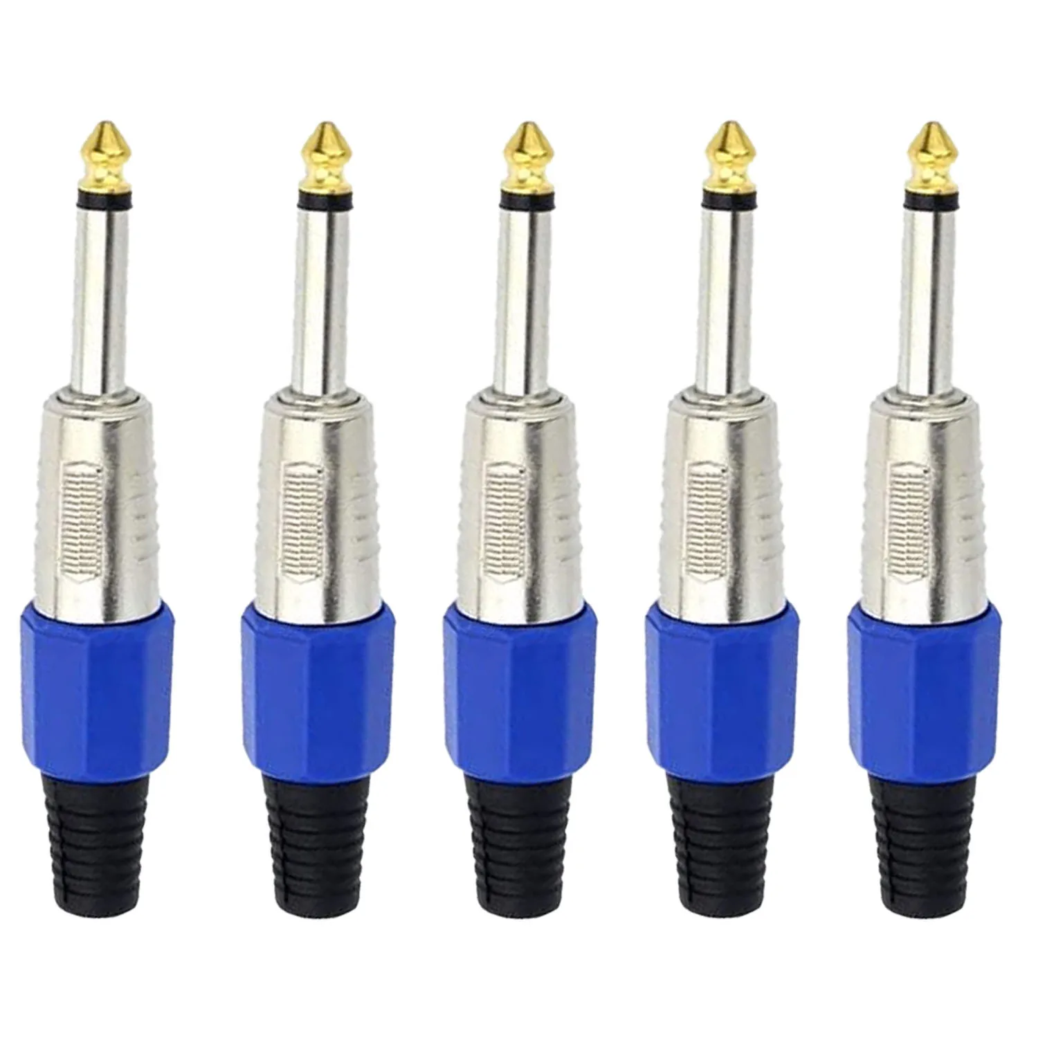 5PC 6.35mm Jack Connector 1/4 Inch Mono Stereo Plug Gold Plated for Guitar Microphone Amplifier Pro Audio Cable Repair