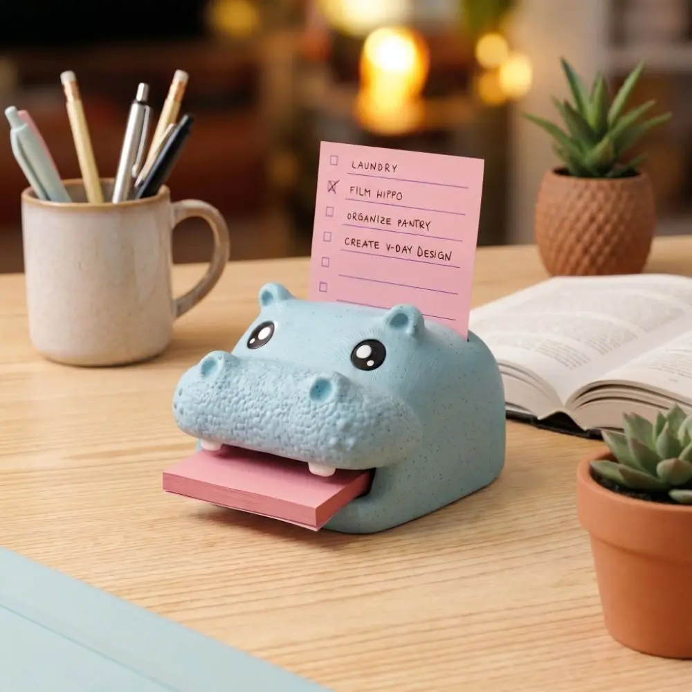 Hippo Shaped Hippo Desktop Organizer Cute Design Cartoon Style Desk Stationery Holder Portable Container Creative Design