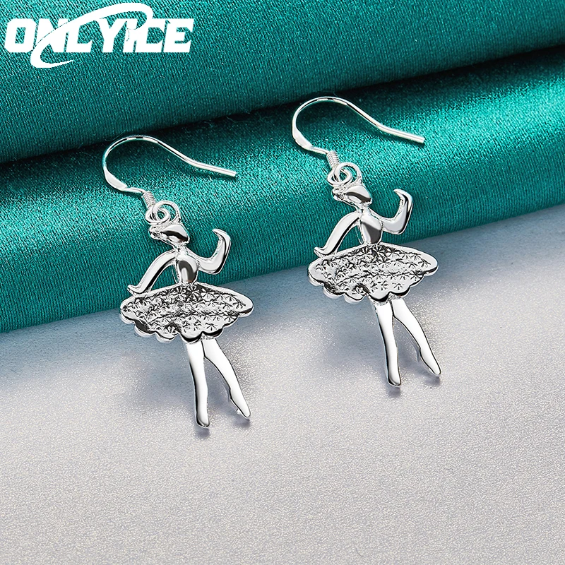 New Charm 925 Sterling Silver Earrings For Women Wedding Fashion Party Jewelry Trend Dancing Girl Drop Earrings Christmas Gifts