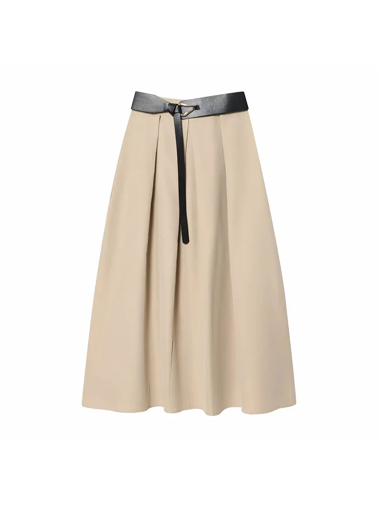 Women 2025 Winter New Vintage Belt Streetwear Chic Woman Long Skirt Sashes Zipper Fashion A-Line Skirt Draped Female Long Skirt