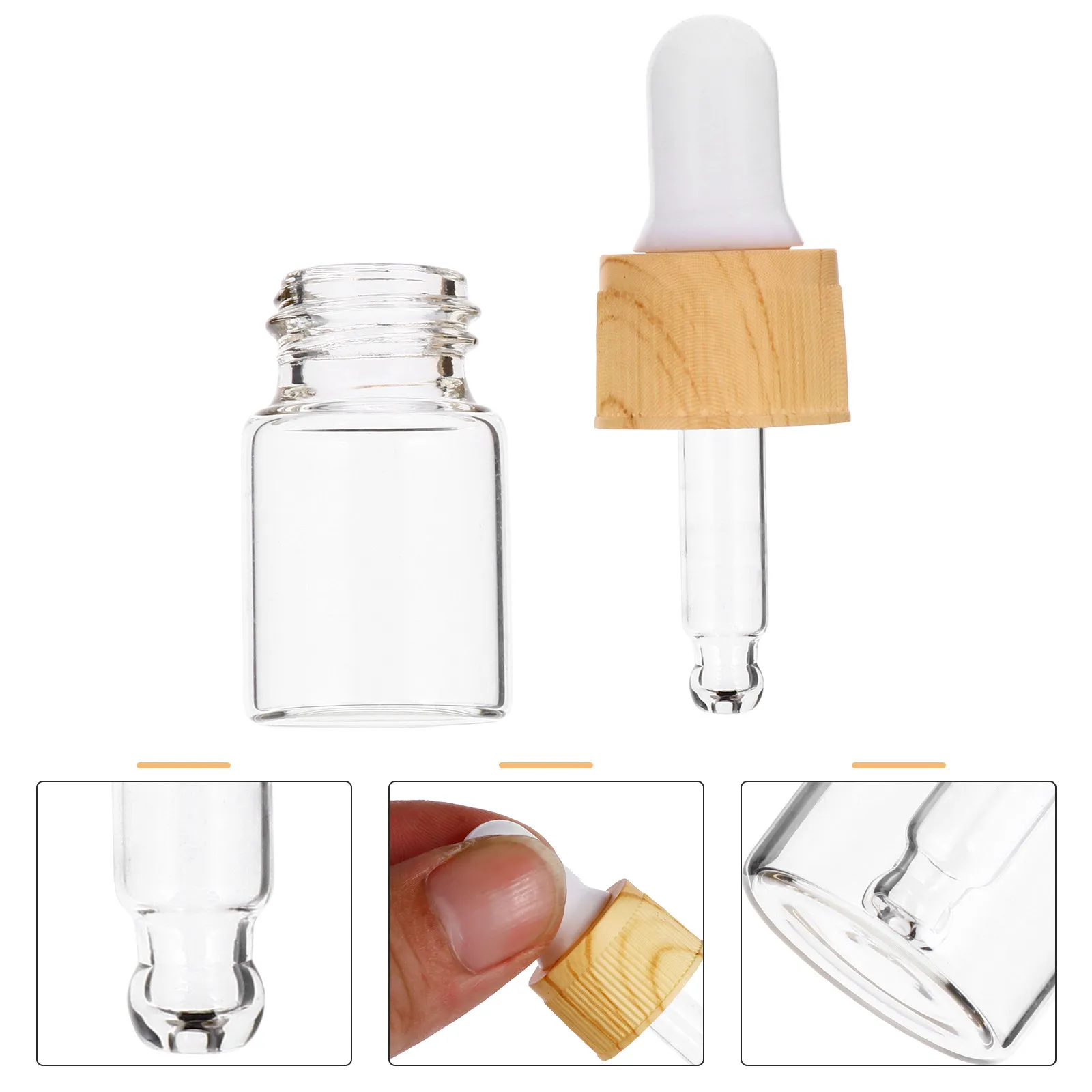 

8Pcs Wood Grain Dropper Bottles Refillable Essential Oil Storage Portable Travel Glass Subpackaging Bottle Precise Dispensing