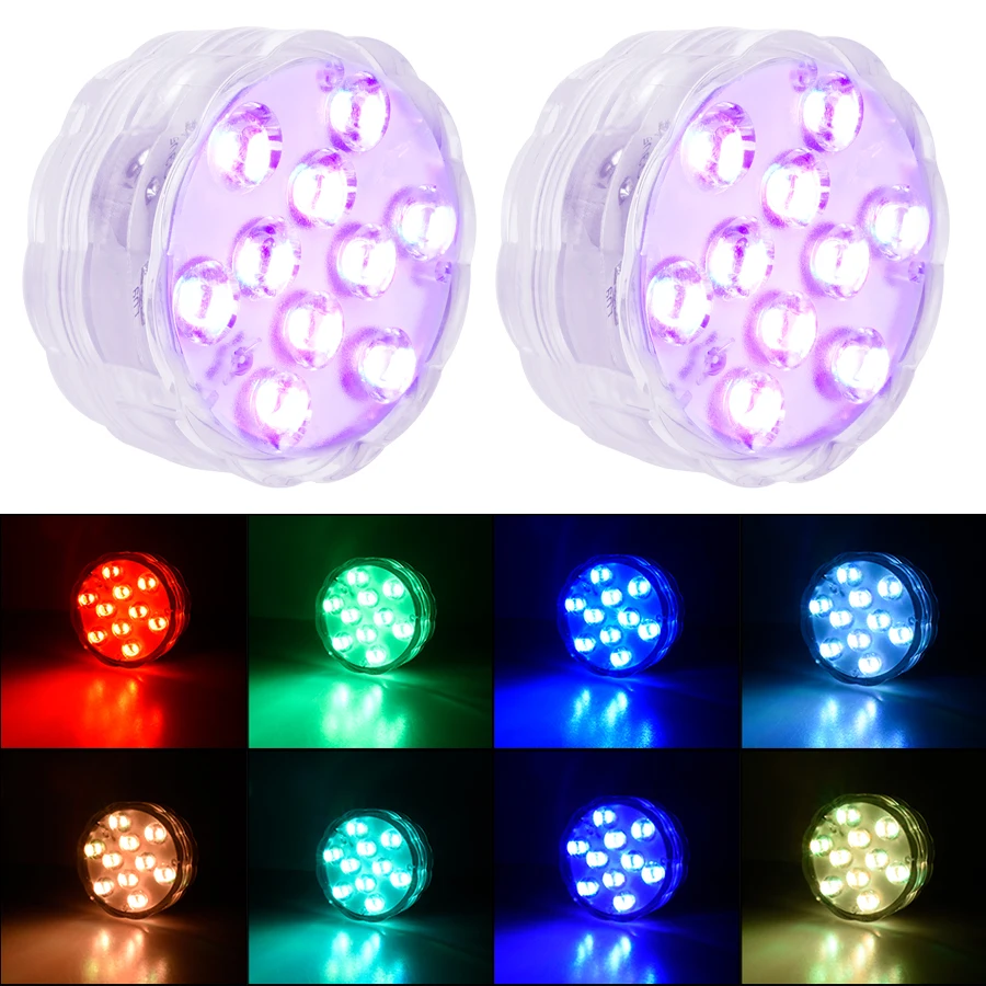 Mini Submersible LED Lights Waterproof Multicolor Underwater Lights With Remote Control Battery Operated Tea Lights For Hot Tub