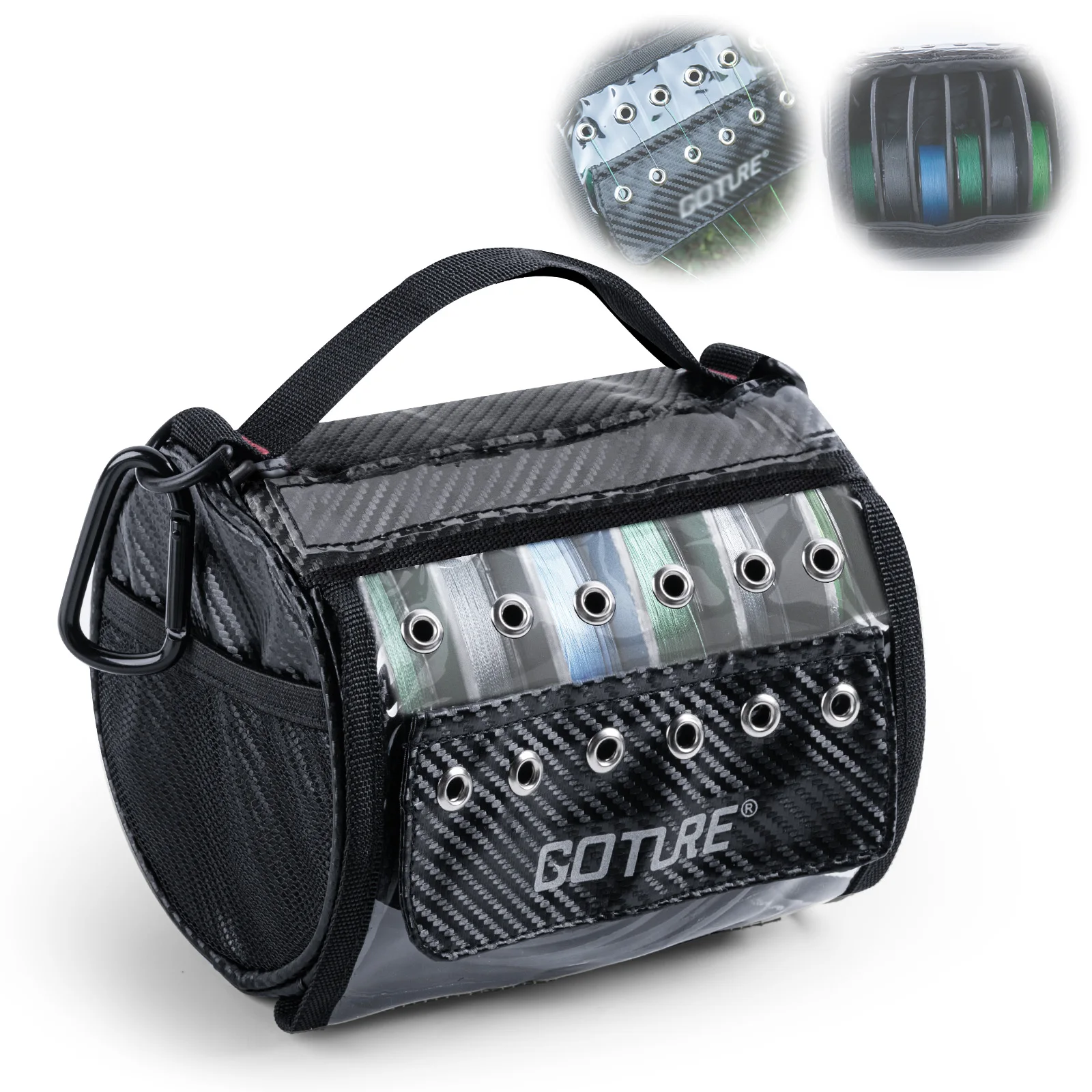 

Goture 3/6 Outlet Holes Fishing Line Storage Bag Portable Waterproof with Transparent Window Multiple Uses Fishing Accessories