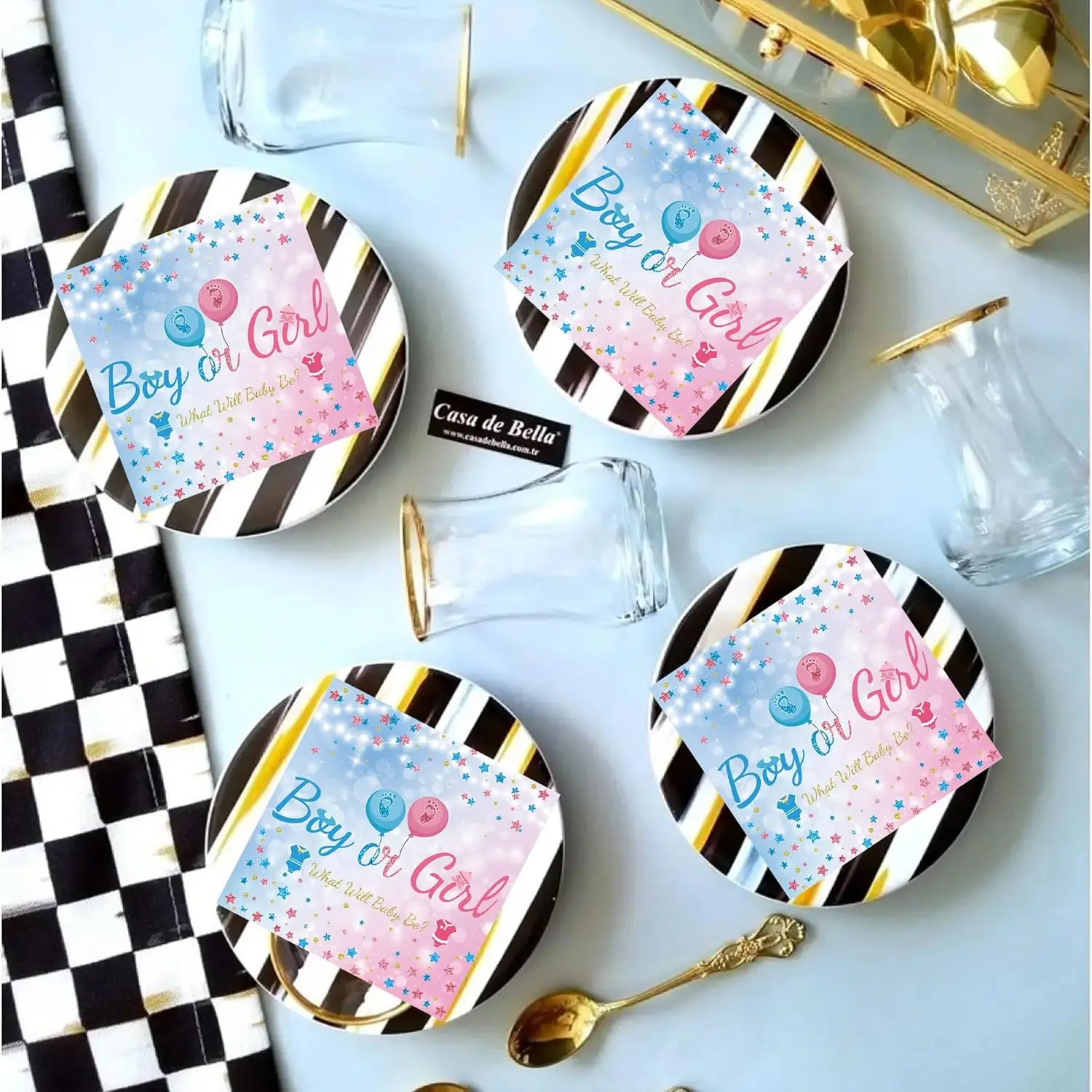 24 Stück Gender-Reveal-Servietten, Einweg-Papierservietten für Jungen oder Mädchen, für Babyparty-Gender-Reveal-Party-Zubehör – Detail 4