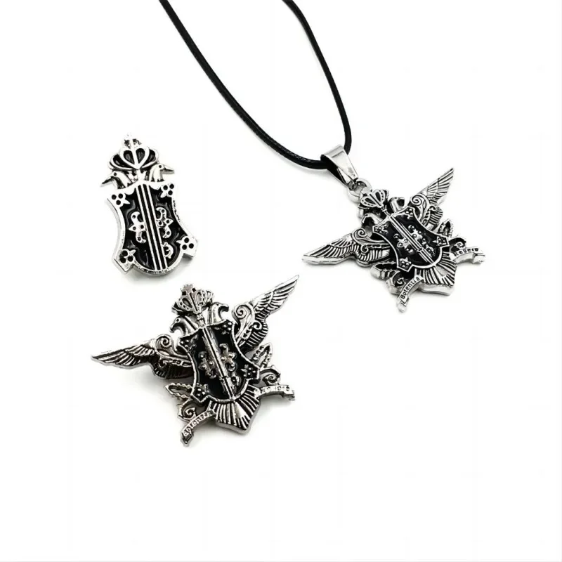 Anime Black Butler Ciel Phantomhive Sebastian Michaelis Pin Brooches and Necklace for Men Black Enamel Badge  Cosplay Jewelry