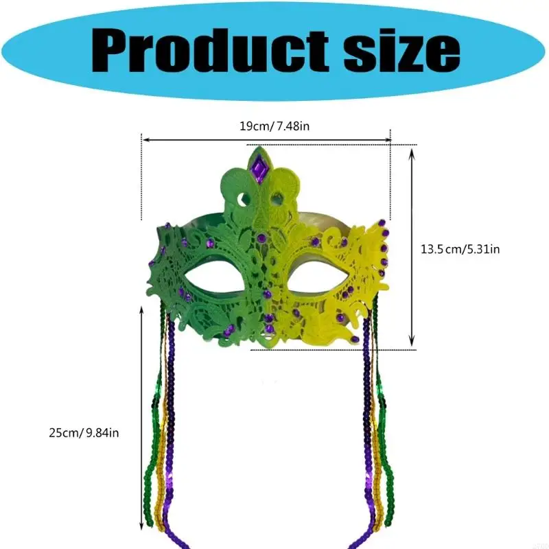 270D dekorative Maskeraden-Gesichtsabdeckung aus Kunststoff, leichtes Design mit beweglichen Quasten, Halloween-Zubehör für