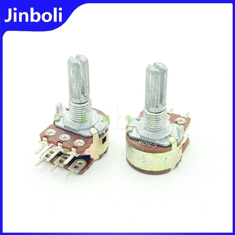 2PCS 16 Type C50K 6Pins Dual Power Amplifier Audio Volume Potentiometer Instrument Tone Control 20mm Shaft Length