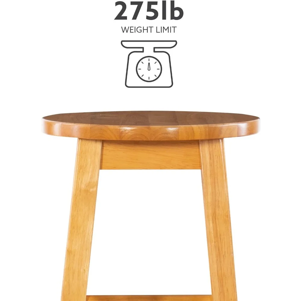 Banqueta natural com assento redondo, 24"