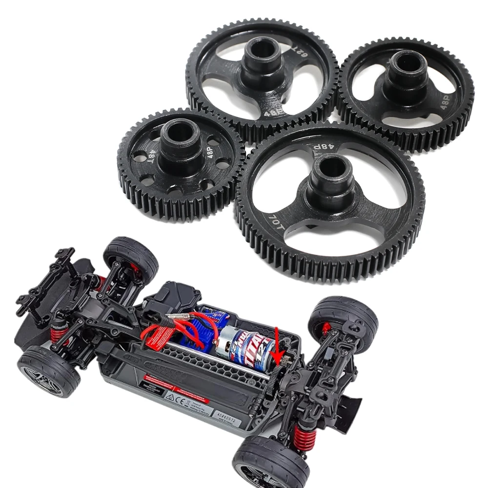Black Steel 48P 48T 55T 62T 70T Spur Gear Transmission Gear for TRAXXAS 1/10 4-Tec 2.0 3.0 RC Car Upgrade Parts Accessories