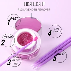 Free RISI Professional Eyelash Glue Remover Zero Stimulation Eyelash Remover Cream Quick Removing Lavender Eyelash Cream Remover