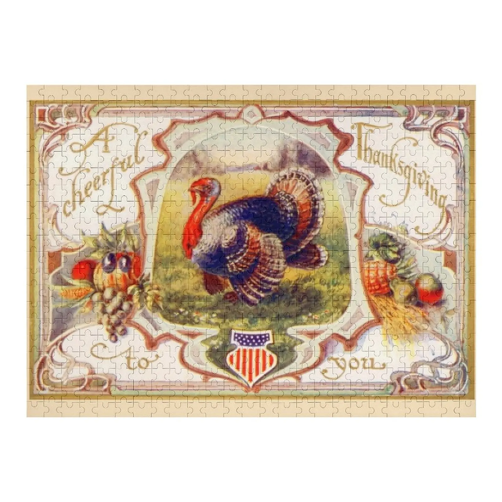 Vintage Happy Thanksgiving Turkey Jigsaw Puzzle Personalised Name Custom Name Wood Puzzle