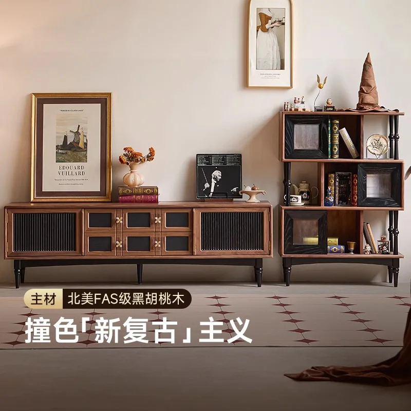 

French retro TV cabinet against the wall, locker, living room storage cabinet, small apartment, medieval solid wood