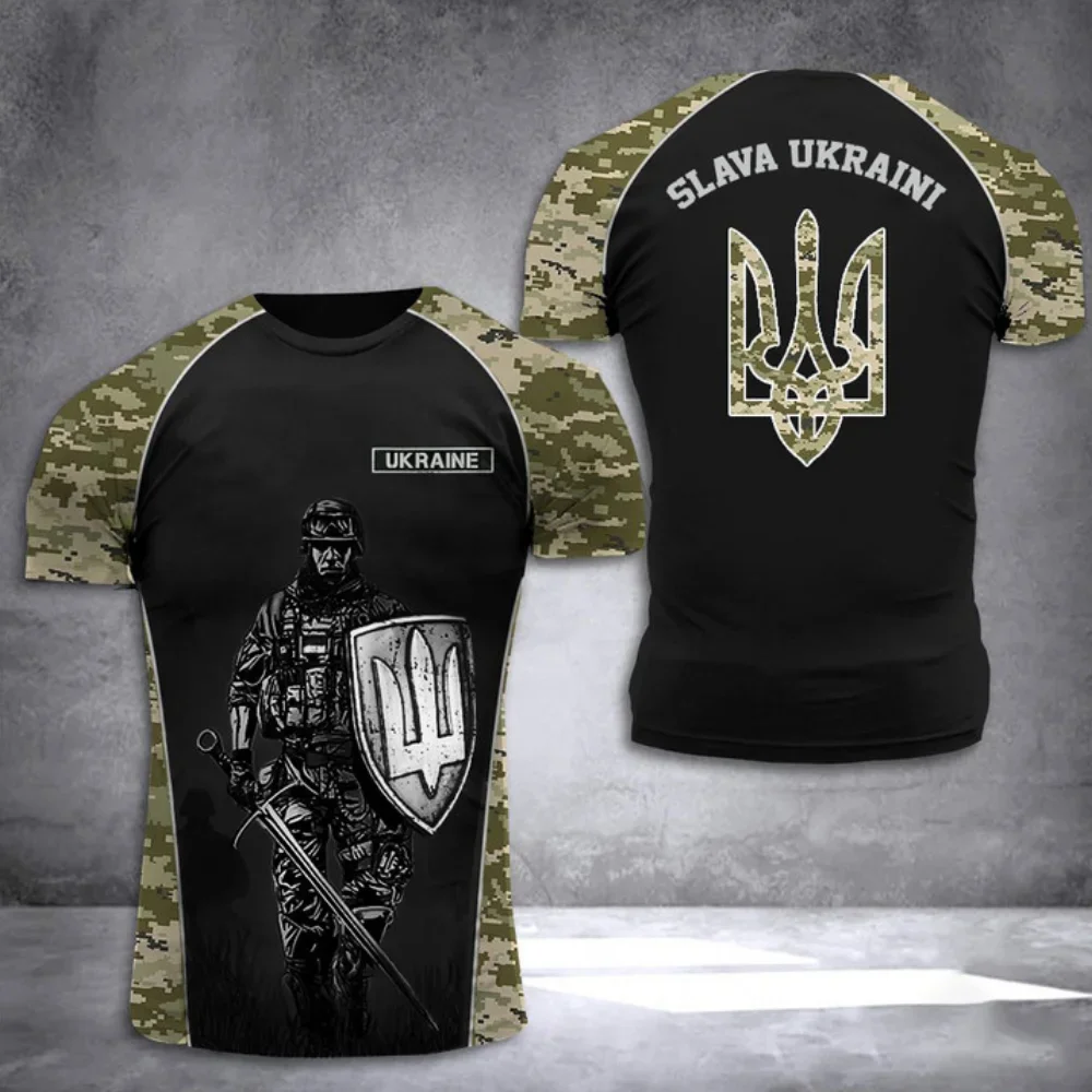 Ukraine Flag Tshirt 3D Print Men Women Ukrainian Army Camouflage Short Sleeve t shirts streetwear O-neck T-shirt Unisex clothing