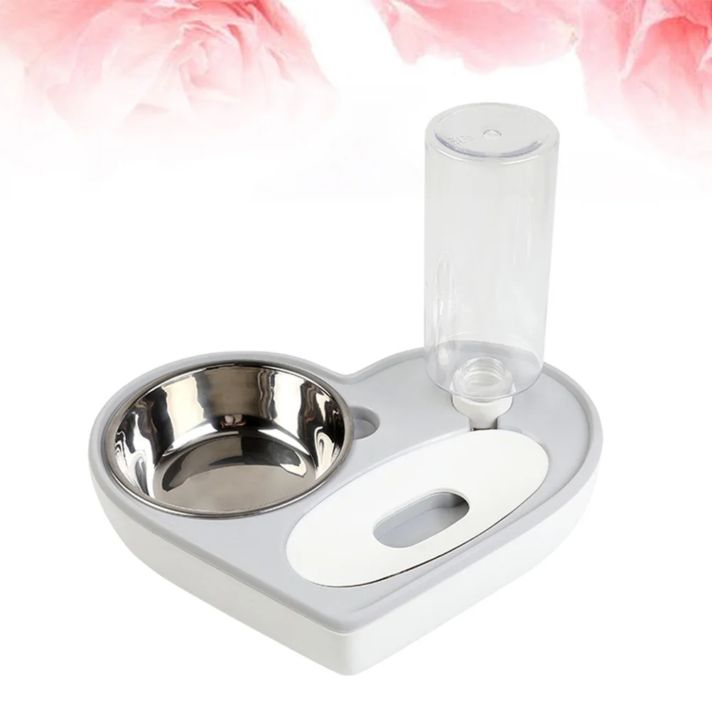 

Heart Shaped Automatic Pet Water Dispenser Durable Eco-Friendly Drinking Bowl For Cat Dog Smooth Surface Home Decor Grey