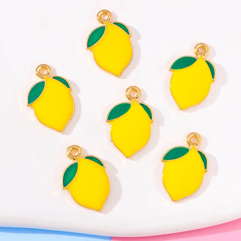 10Pcs 13*20mm Yellow Lemon Pendants DIY Fashion Necklace Bracelets Earrings Accessories Charms For Jewelry Making Craft Supplies