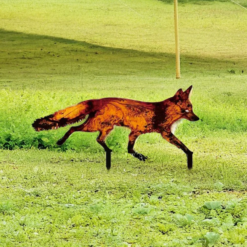 

Lifelike Fox Iron Art Outdoor Stake Ornament Garden Decor Durable Weatherresistant Outdoor Garden Courtyard Decoration Ornaments