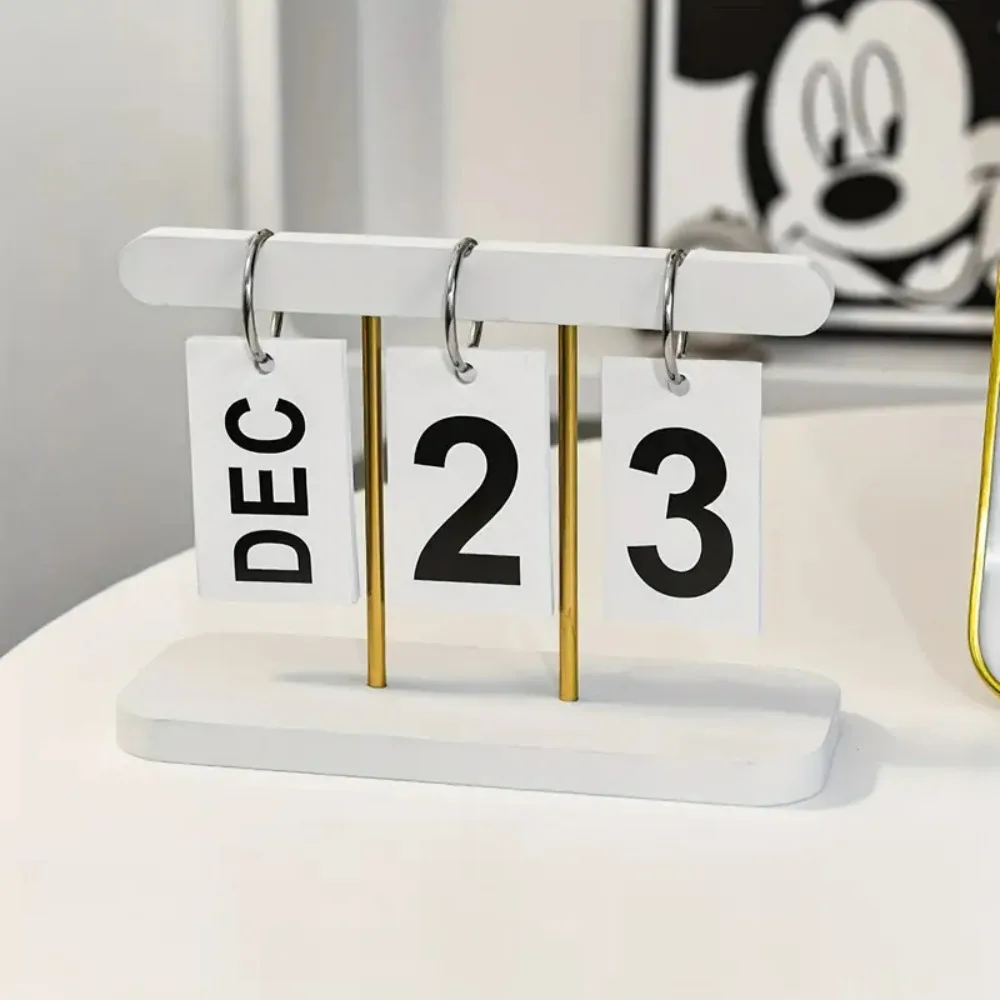 Elegant Nordic Light Luxury Flip Calendar Sturdy Decorative Desktop Ornament for Living Room Entryway Office & Wine Cabinet