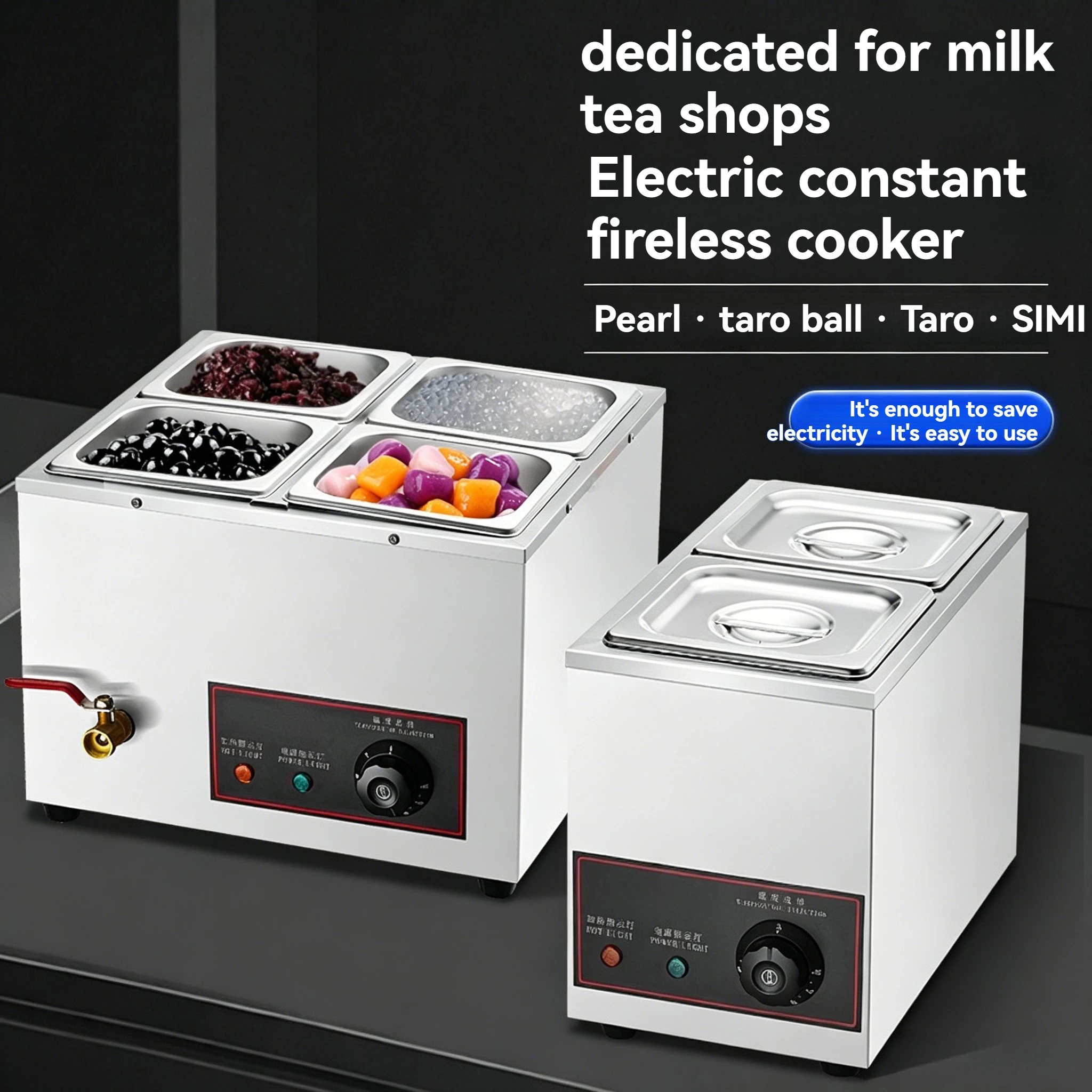 

Stainless Steel Insulation Soup Pool Commercial Milk Tea Shop Pot for Black Sugar Pearls Tapioca Taro Balls Storage