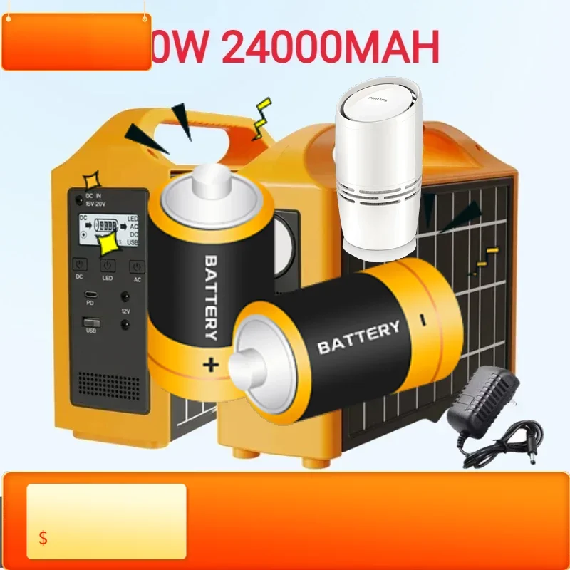 

100W Portable Power Station 110V/220V Solar Power Generator Outdoor Camping With Solar Panel Power Bank 24000mAh LED For Camping