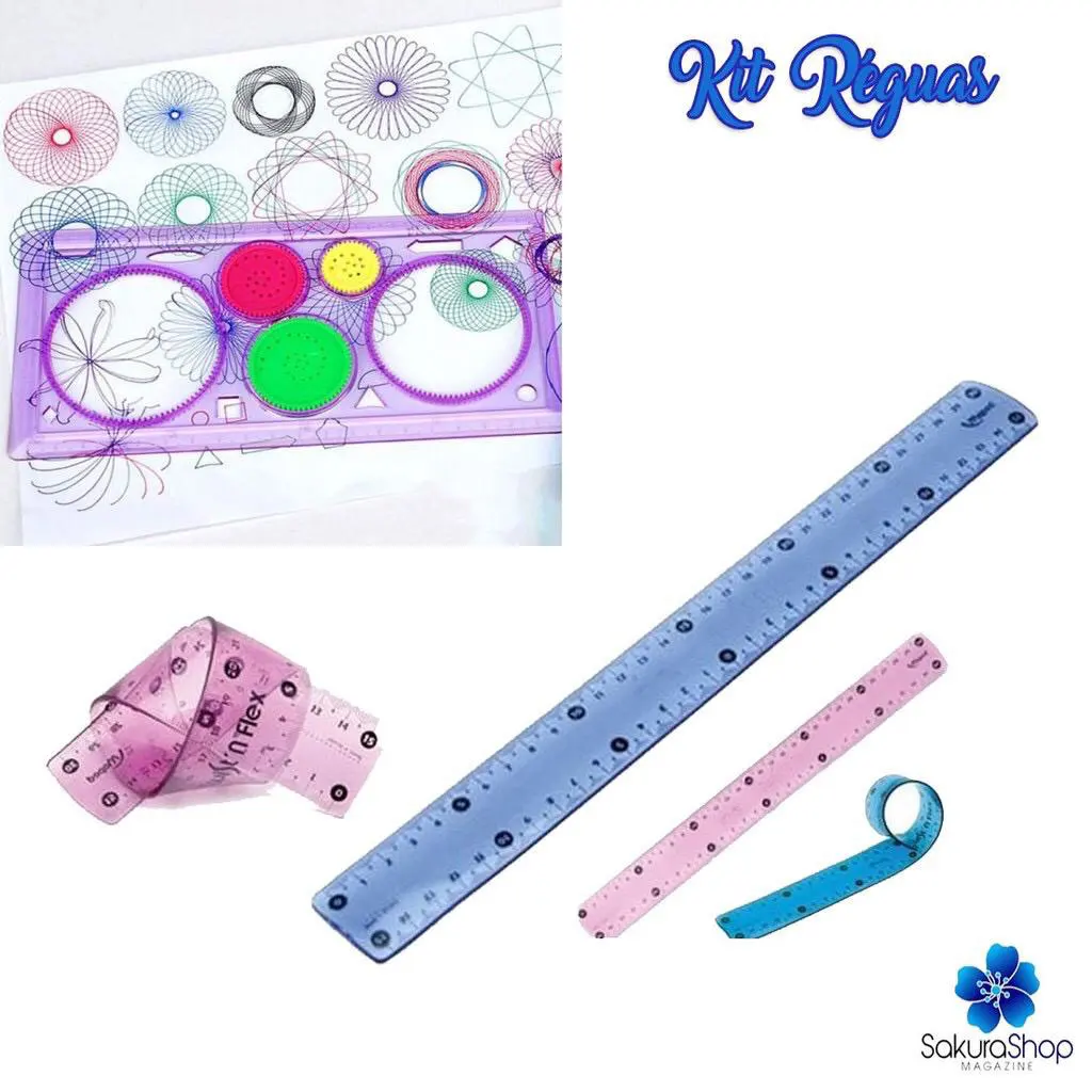 Kit Regua - Espirógrafo + Régua Flexivel 30 cm