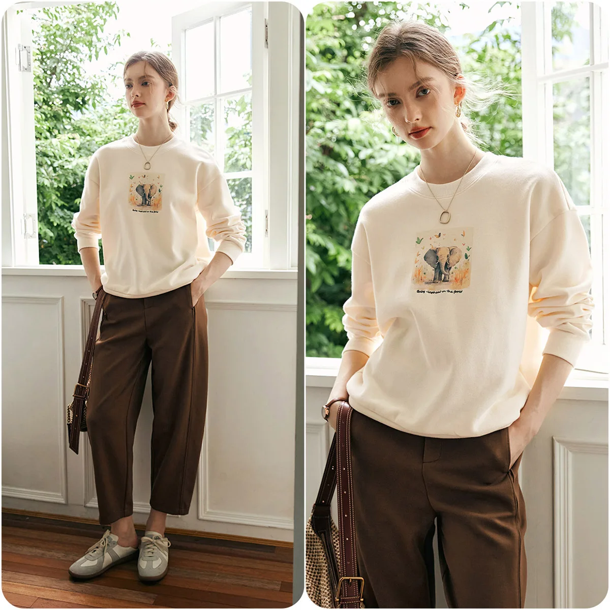 OLrain Woman Graphic Printed Sweatshirts 2026 Spring Autumn Korean Casual Stretchy Pique Knitted Pullover Top Woman M56QR93126