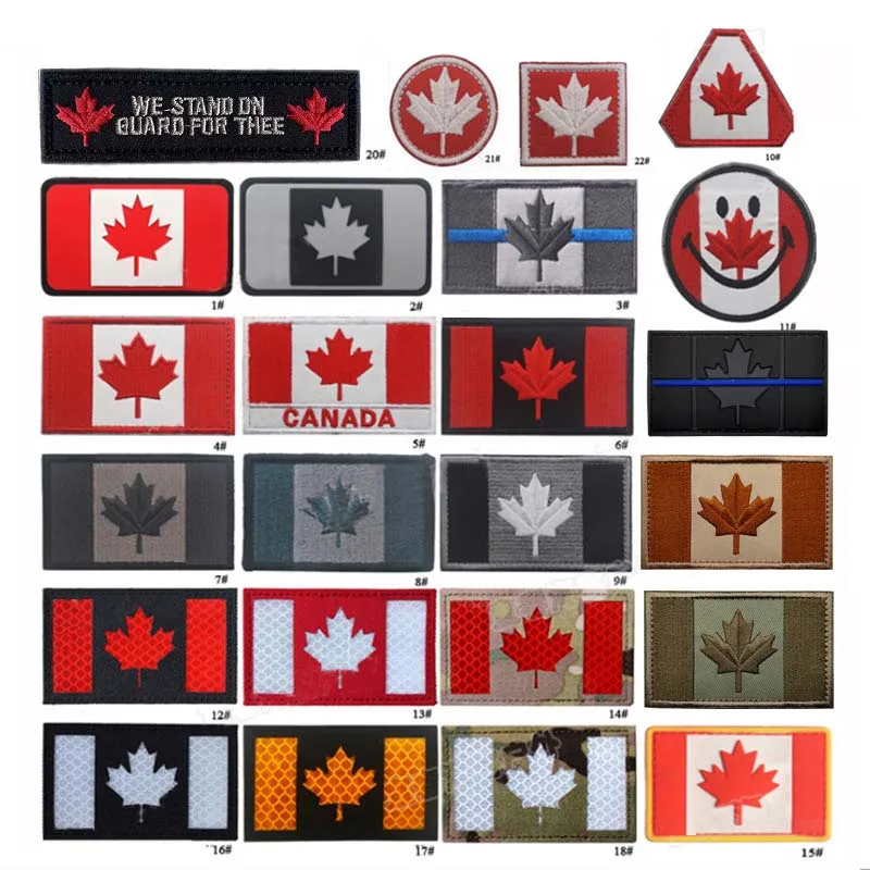 2 Stück Kanada-Flagge Kanadisches Ahornblatt Moral-Emblem Applikation Stickerei IR-Reflektierender Patch Taktisches Rucksack-Abzeichen Militär-Aufkleber – Detail 6