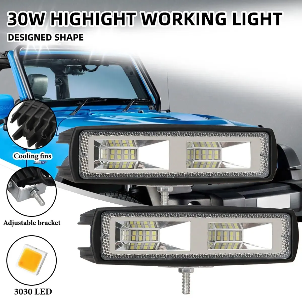 1PCS 35W 30W Wrok 라이트 LED 라이트 바 2835LED 16SMD 24SMD Led 바 트럭 트랙터 SUV 4x4 자동차 Led 헤드 라이트 작업 바