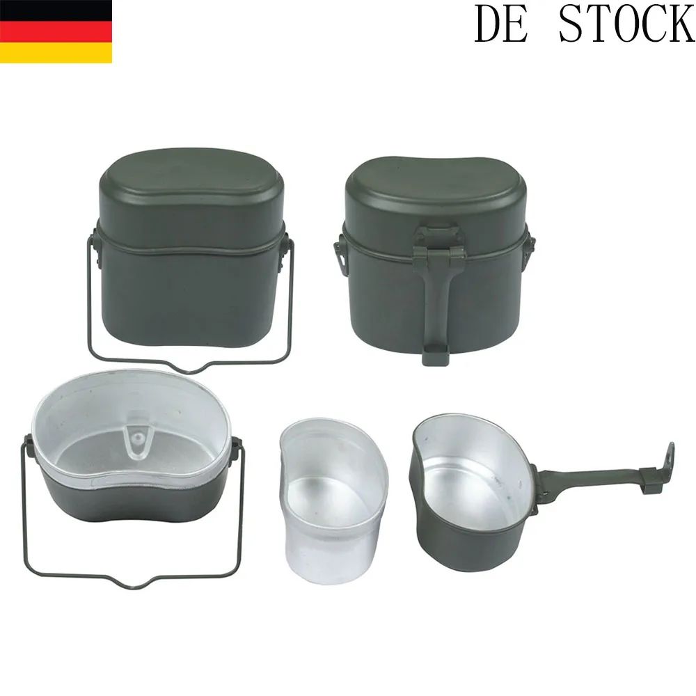 

1 Set Heatable Outdoor Food-Grade Aluminum Camping Lunch Box Lightweight Canteen Kettle Cookware Set For Hiking Backpacking