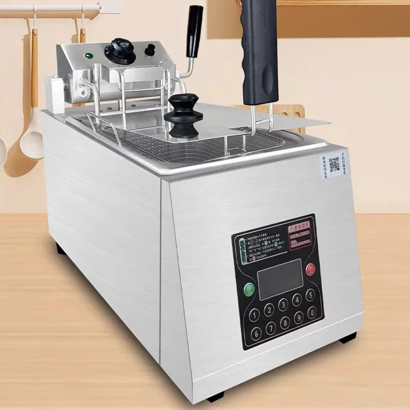Electric Fryer Commercial Fully Automatic Lifting Fryer 8L Single Cylinder Intelligent Timing Fried Chicken Fillet French Fries