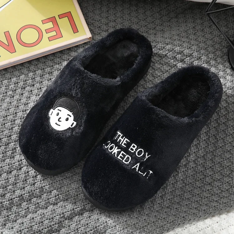 Paren Winter Huis Pluizige Slippers Kawaii Jongens En Meisjes Hoofd Foto Warme Anti Slip Duurzame Outwear Slippers Vrouwen En Mannen