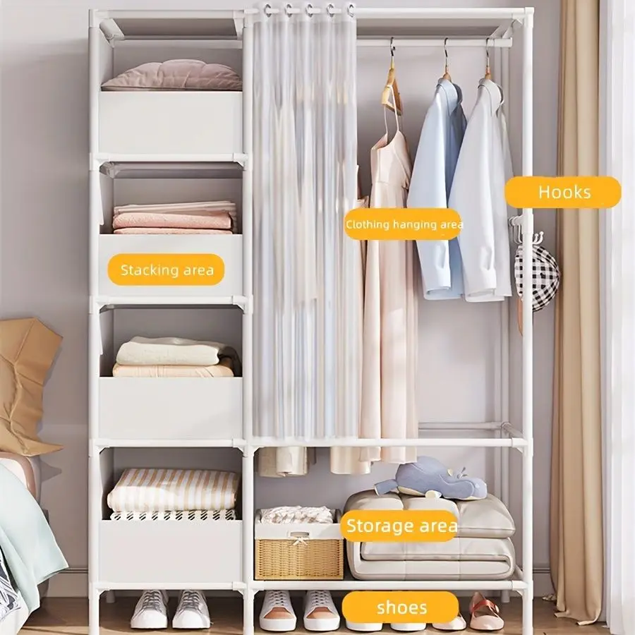 Portable Simple Wardrobe, 4 Layers, Independent Wardrobe Storage System Bedroom Furniture  Wardrobes