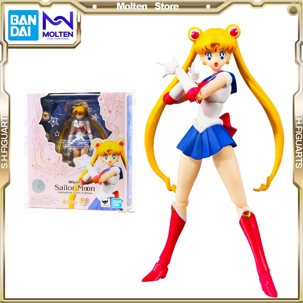 BANDAI Original S.H.Figuarts Sailor Moon Mercury-Animation Color Edition- Action Anime Figure Model Kit Completed