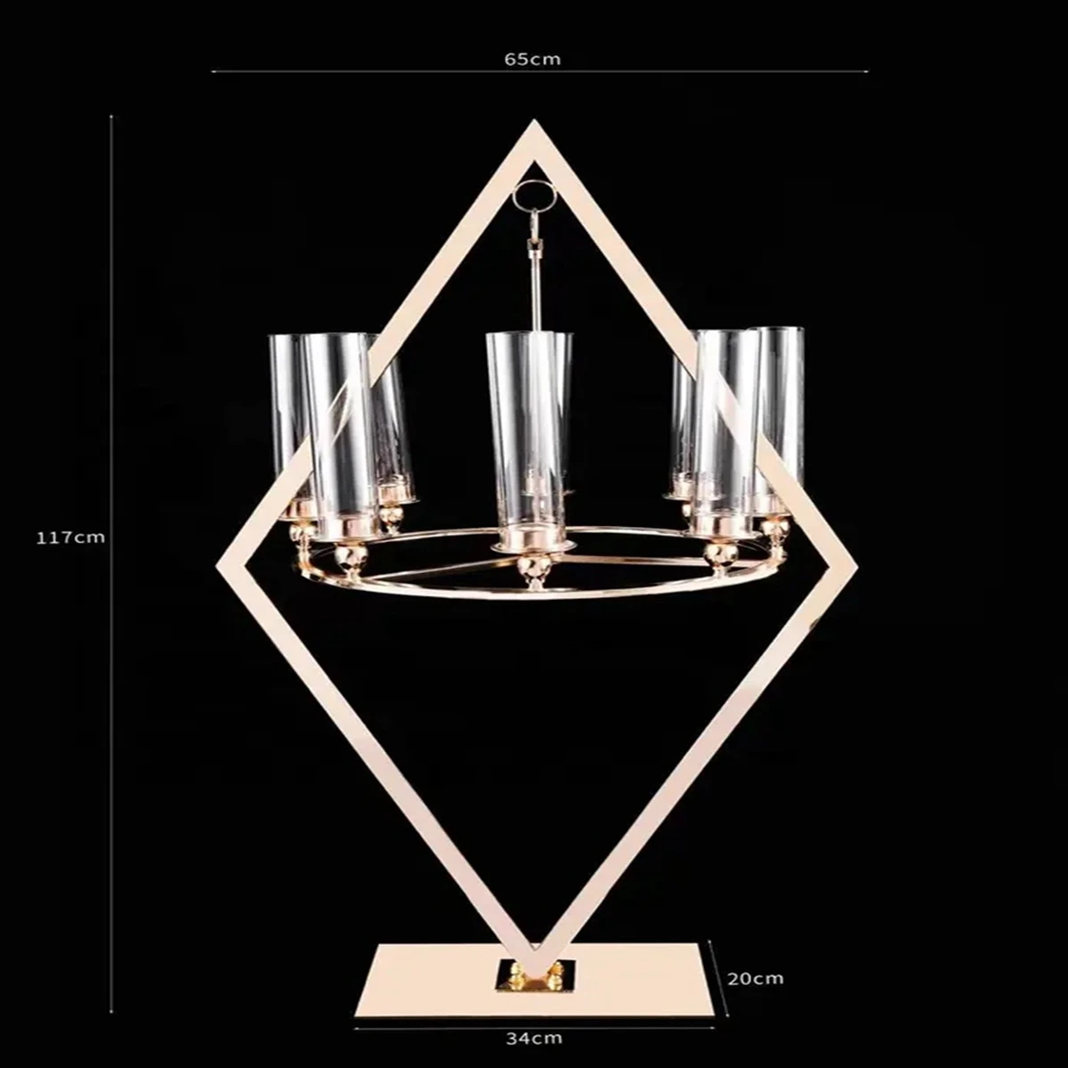 6pcs)Wholesale Wedding Gold Metal Candle Holder 9 Arms Candelabra With acrylic cylinder  Votive candle holder