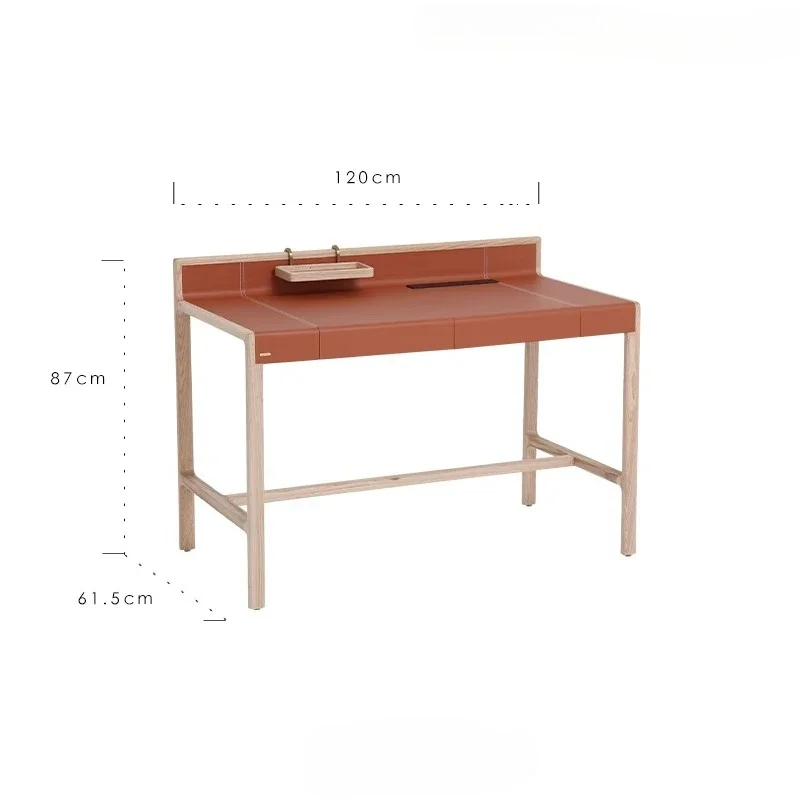 H Deco series North American imported ash wood desk saddle leather simple home computer desk