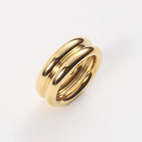 High End PVD Waterproof Classic Gold Color Wedding Band Ring Quality Double CurvedStainless Steel Ring For Women