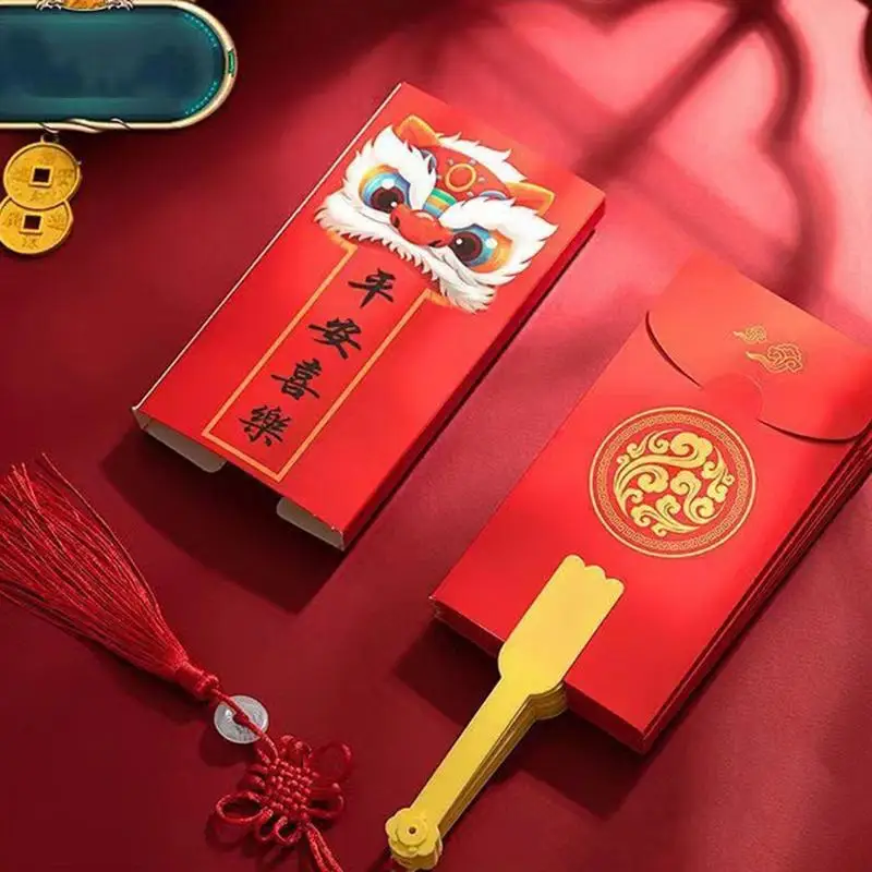 2023 New Chinese New Year Red Envelopes Fan Shape Hongbao Chinese Spring Festival Red Pockets Best Wish Lucky Money Pockets Gift